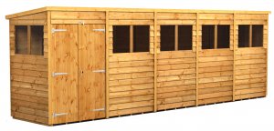 Power 20x4 Pent Garden Shed Overlap - Double Door